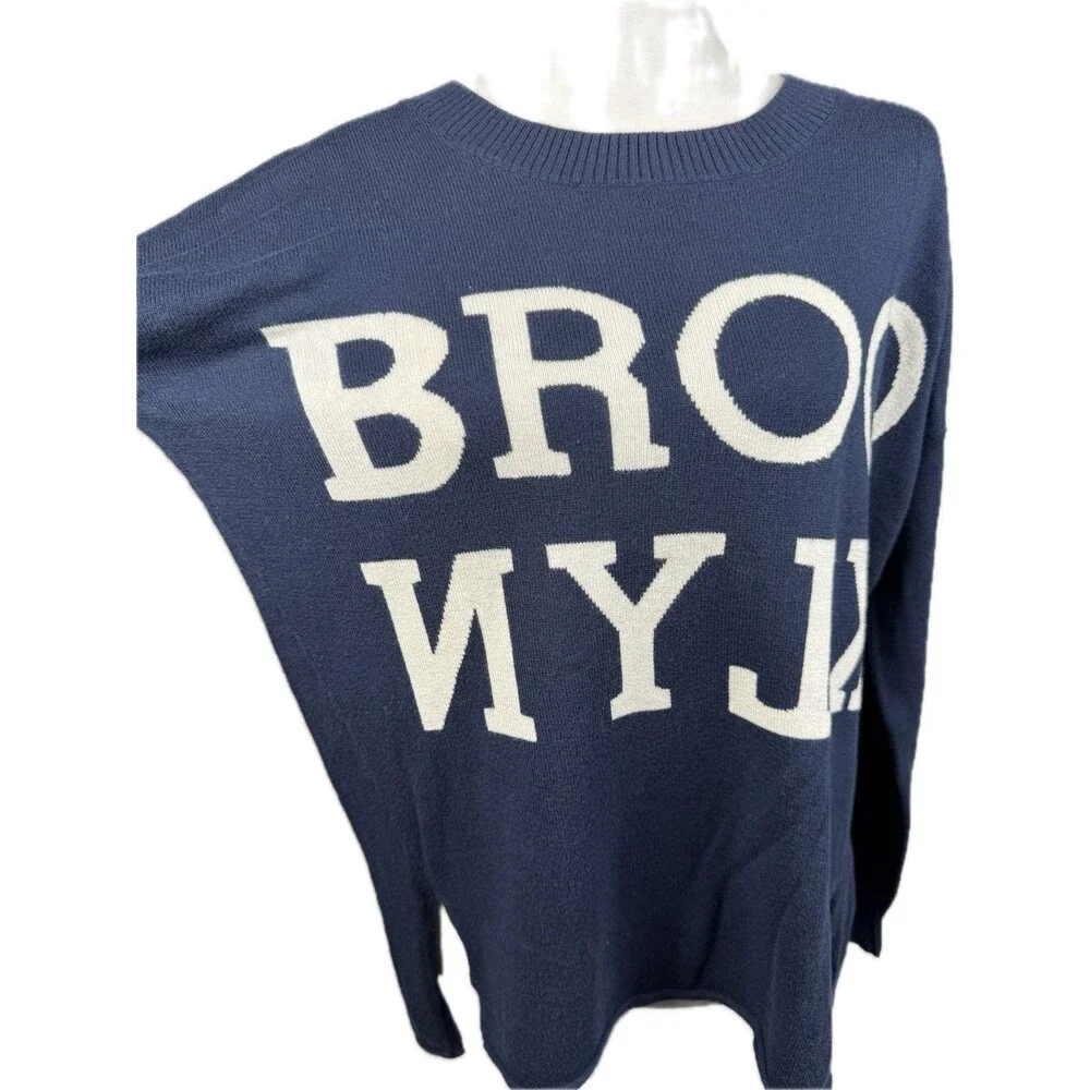 EUC Central Park West 'Brooklyn' Blue Crew Neck Oversized Sweater Tunic Sz S